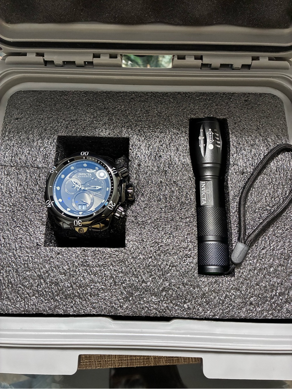 Brand New Invicta 58mm Grand Venom Combat Swiss Quartz with flashlight and case.